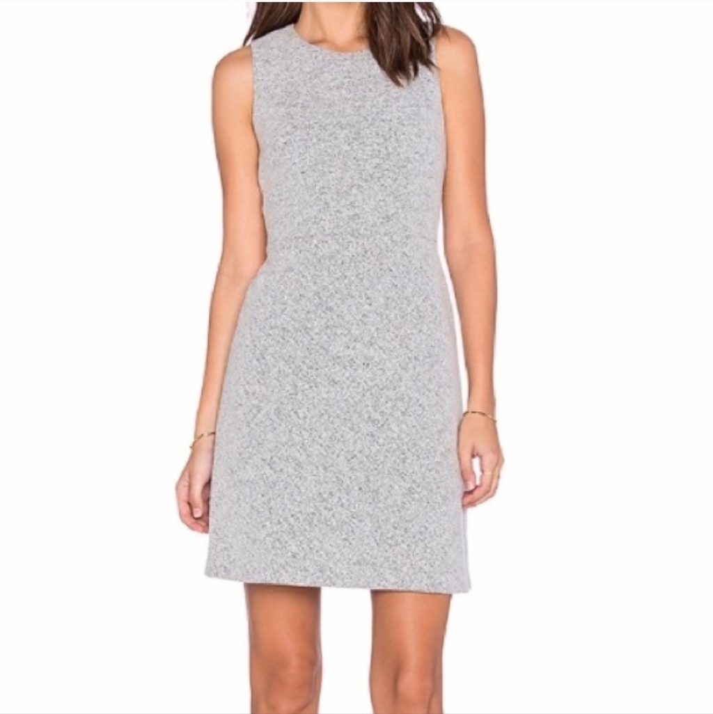 Theory Raneid K Felt Knit Mini Dress Lined Heather Gray Size 4